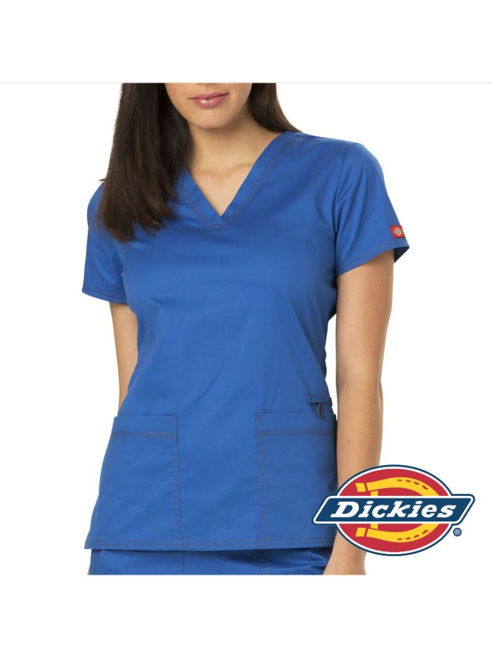 Dickies Women's Gen Flex V-Neck Scrub Top, Royal Blue, XXS